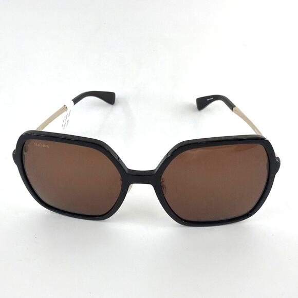 MaxMara Women's Shiny Black Brown Eyewear Sunglasses - Picture 12 of 13